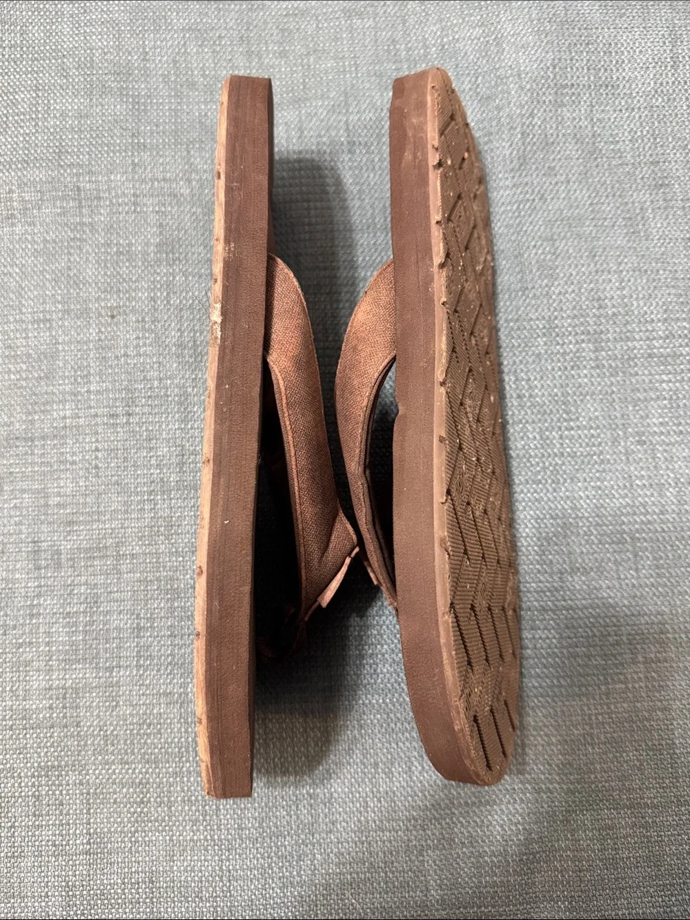 Flojos Canvas Strap Flip Flops Men's Size 9 Brown Distressed Beach Casual Wear
